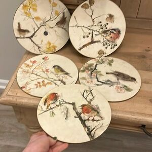 Lady Clare Set of 5 Bird Trivets Placemats HardBoard England 9” Vintage